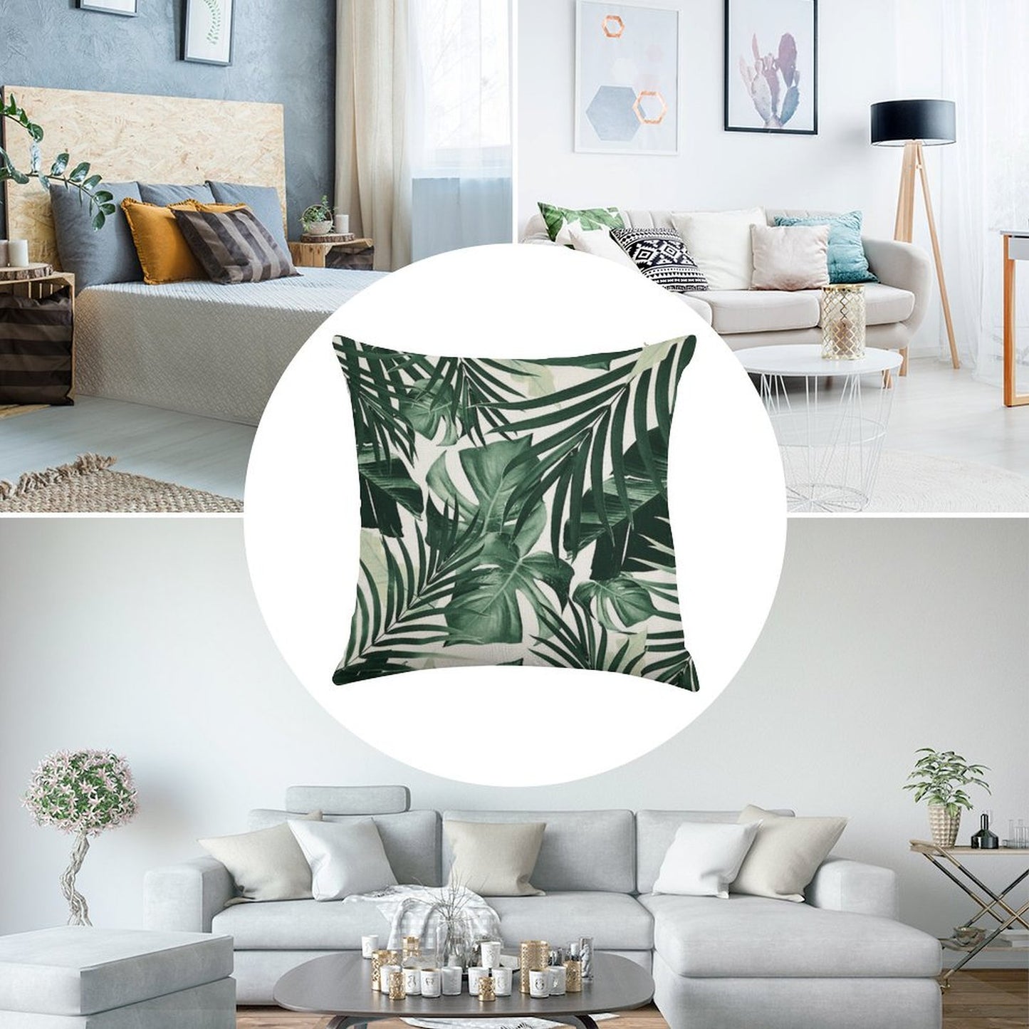 Tropical Jungle Leaves Pattern #4 #tropical #decor #art Linen Throw Pillow Cover