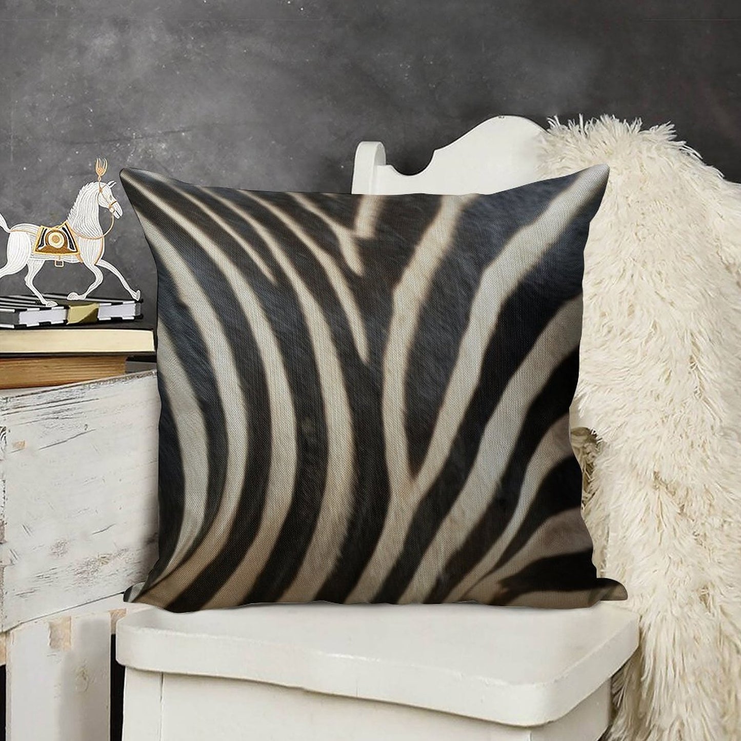 Zebra Linen Throw Pillow Cover