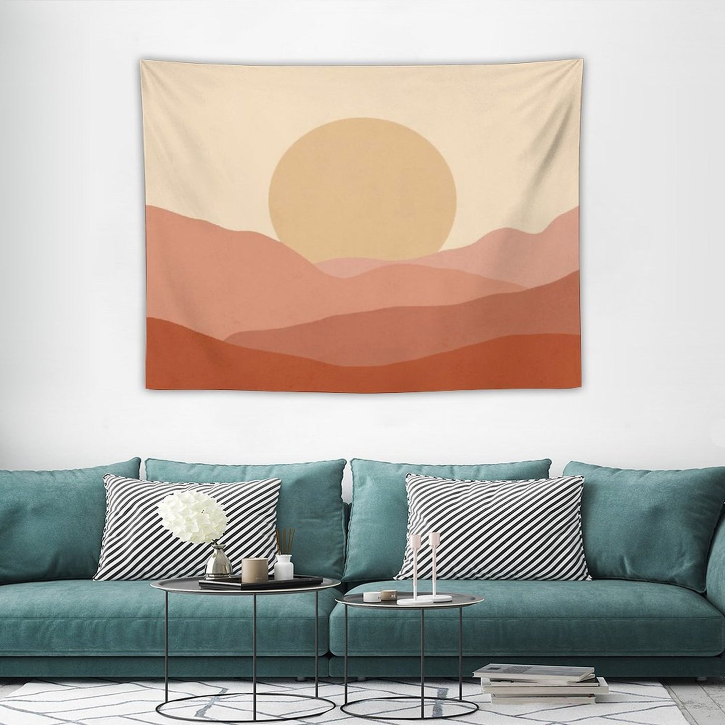Minimalist Landscape Earth Tones Design Muted Tones Tapestry