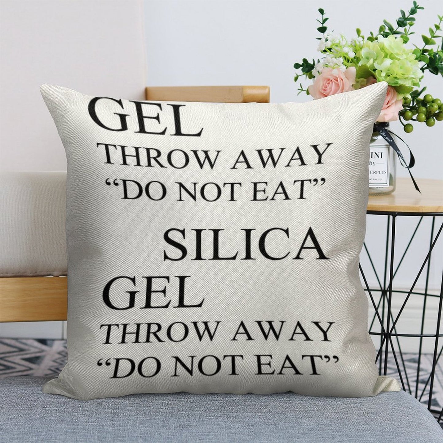 Silica Gel Package Linen Throw Pillow Cover