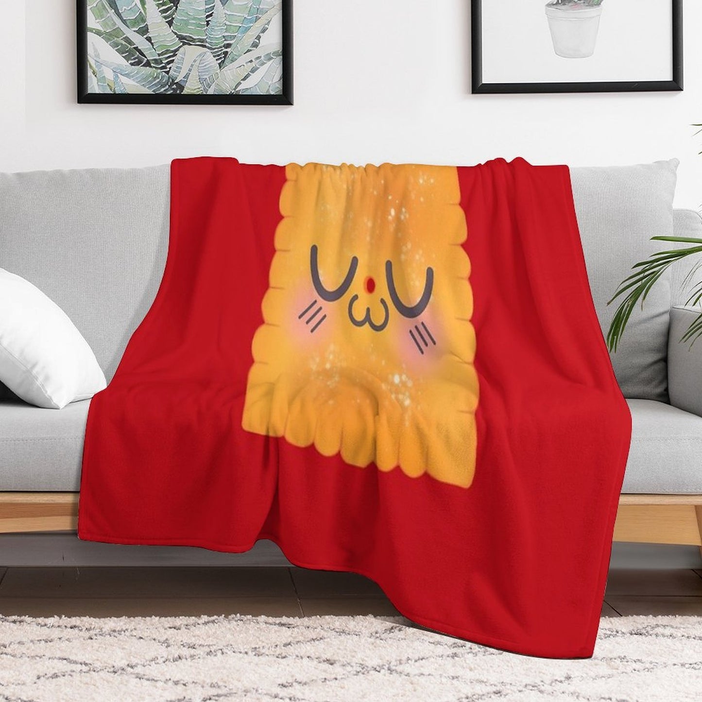 Uwu Cheese Cracker Throw Blanket