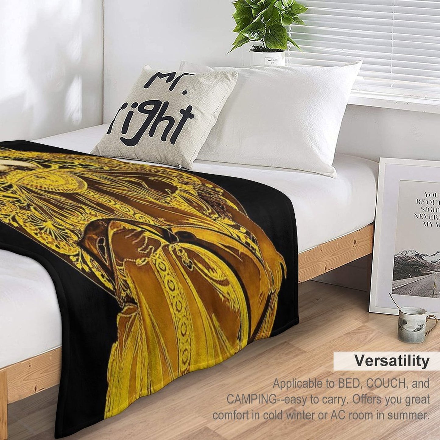 A Touch of Gold Alphonse Mucha Throw Blanket