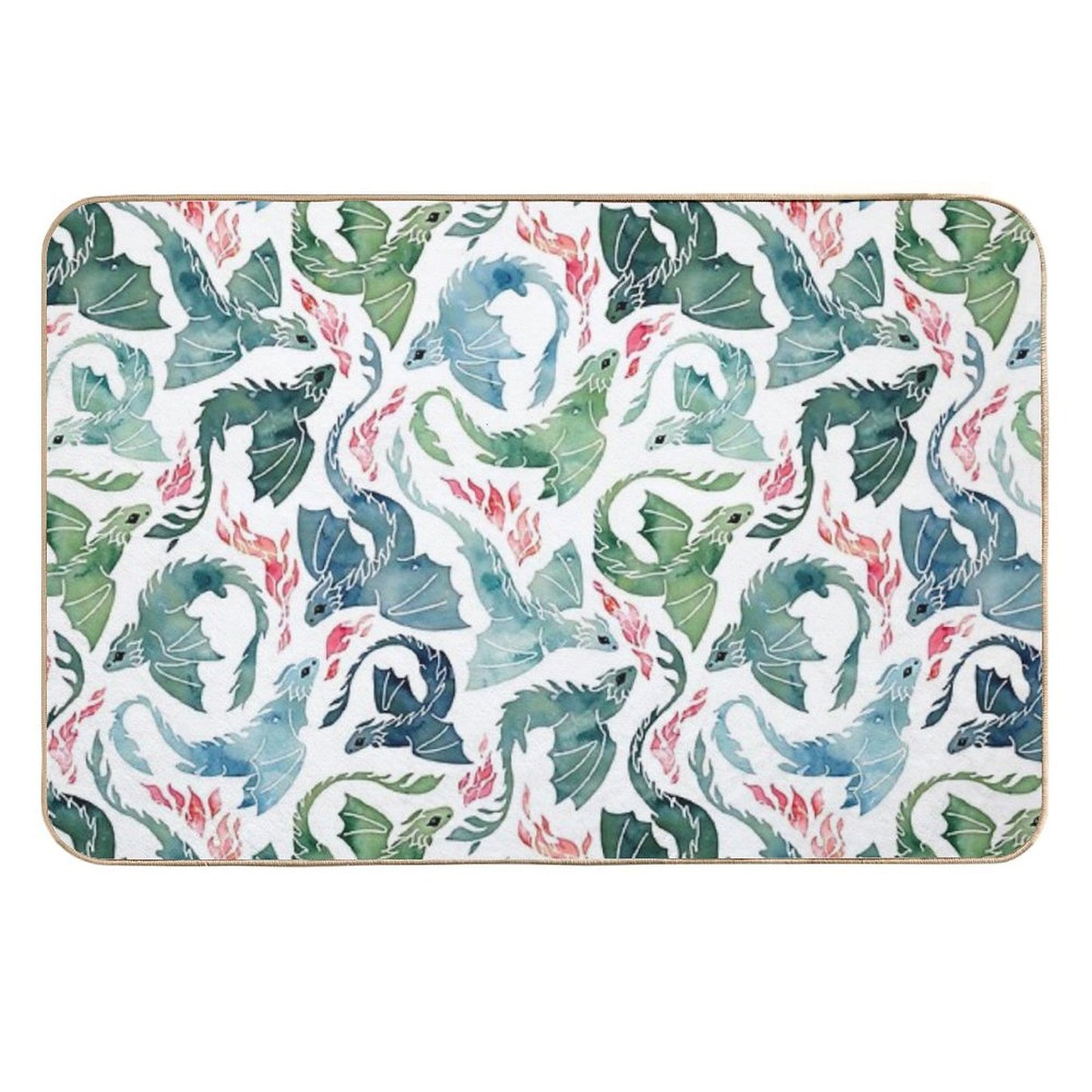 Dragon Fire Blue & Green Non-Slip Bath Mat