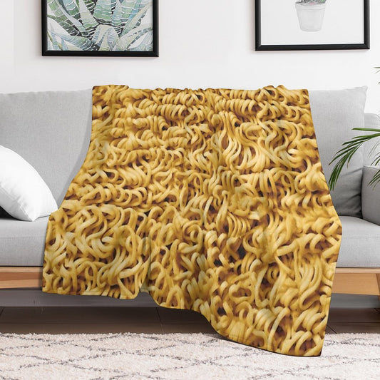 Seamless Ramen Noodle Pattern Throw Blanket