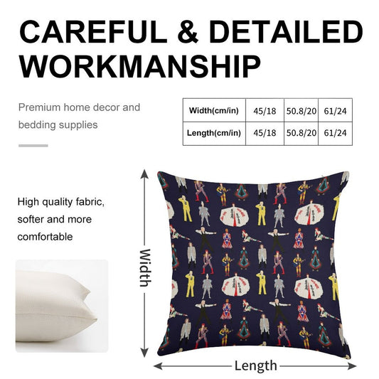 The Bowie Experience Line-up Linen Throw Pillow Cover
