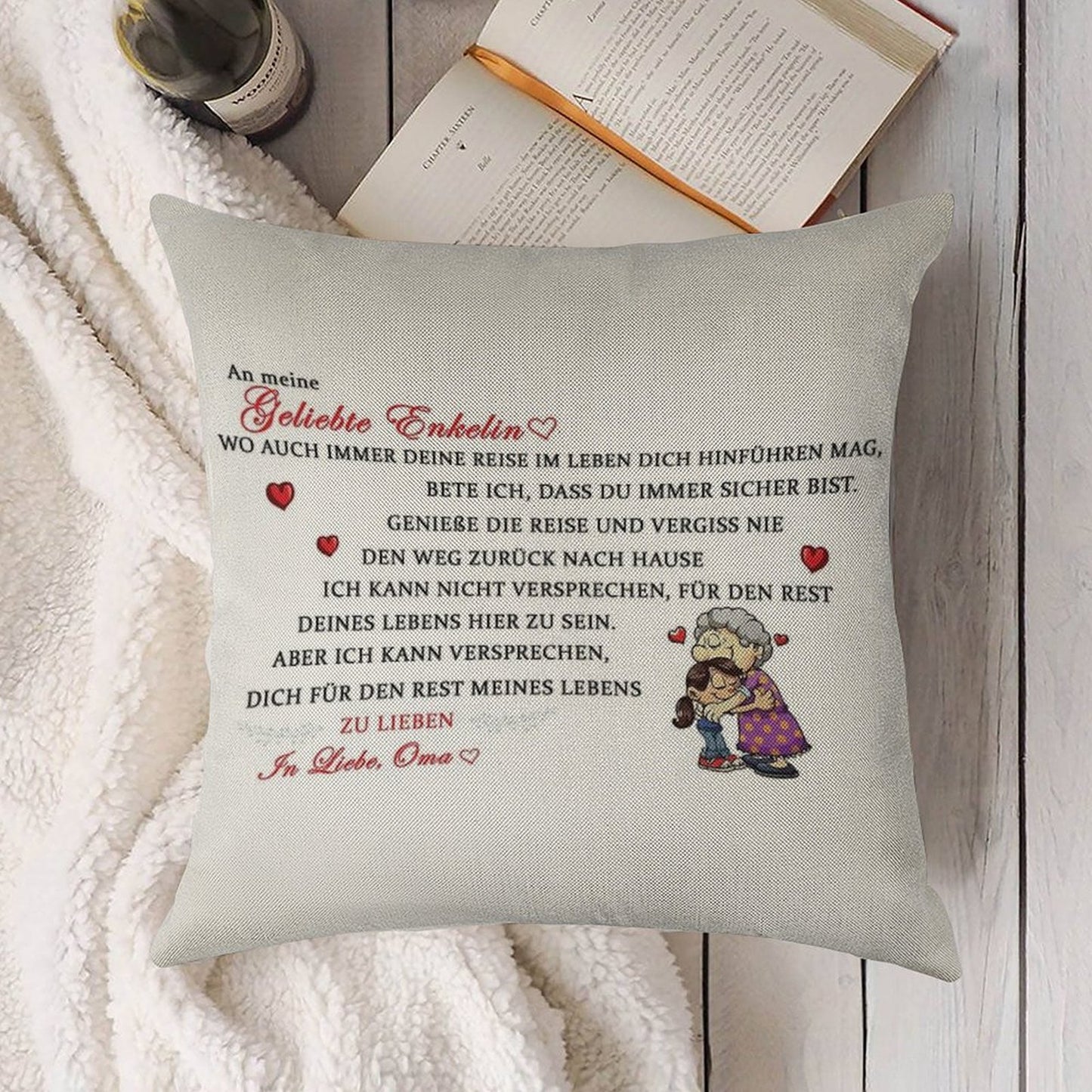 Gift for The Beloved Granddaughter Linen Throw Pillow Cover