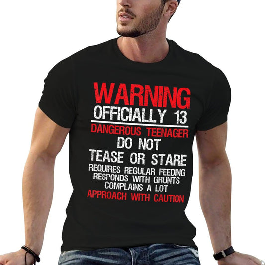 13 Years Old Warning Dangerousnager 13th Birthday T-Shirt
