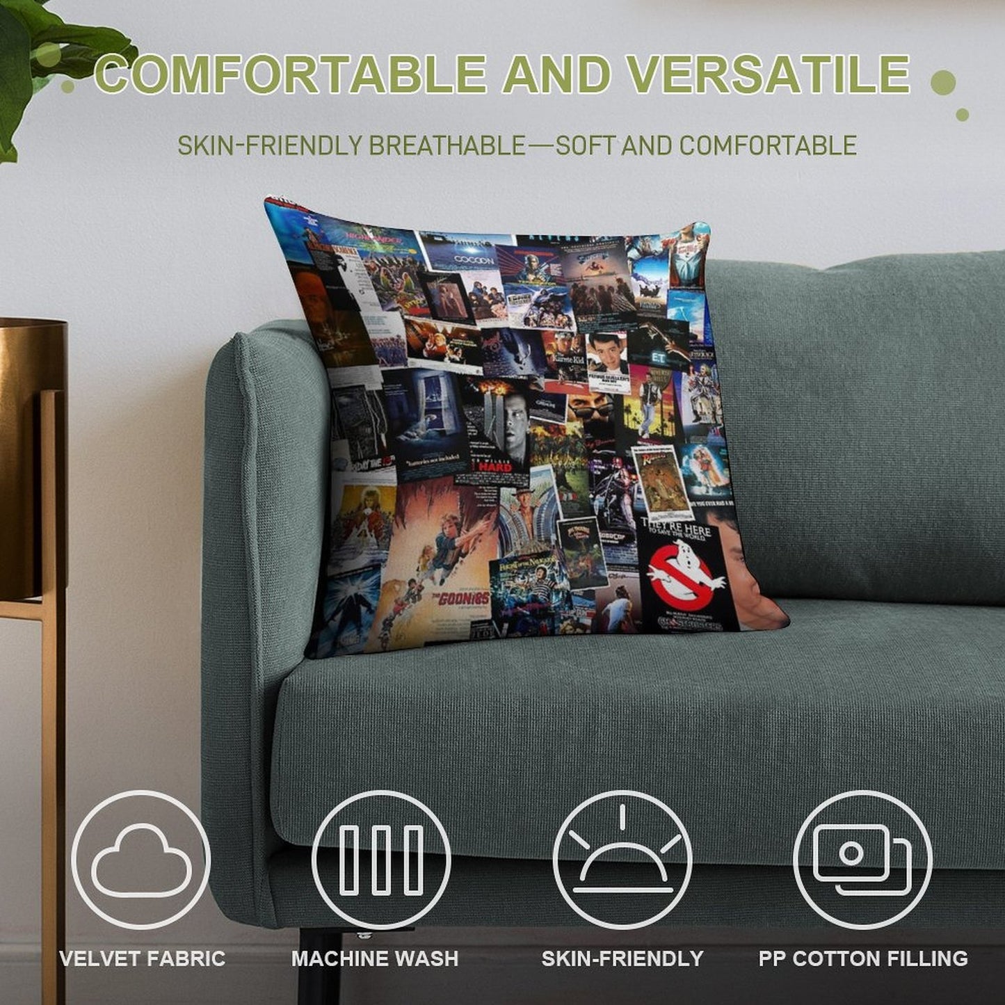 1980s Movie Posters Soft Bedroom Essential Throw Pillow