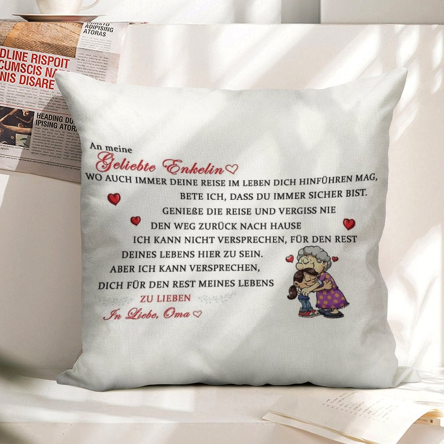 Gift for The Beloved Granddaughter Linen Throw Pillow Cover