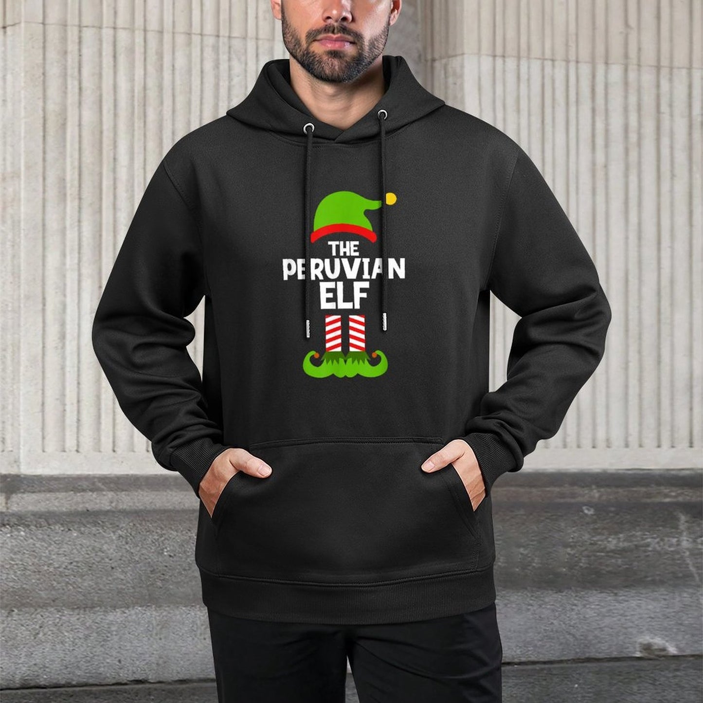 Funny The Peruvian Elf Christmas Family Party Pajama Peru Layering Staple Hoodie