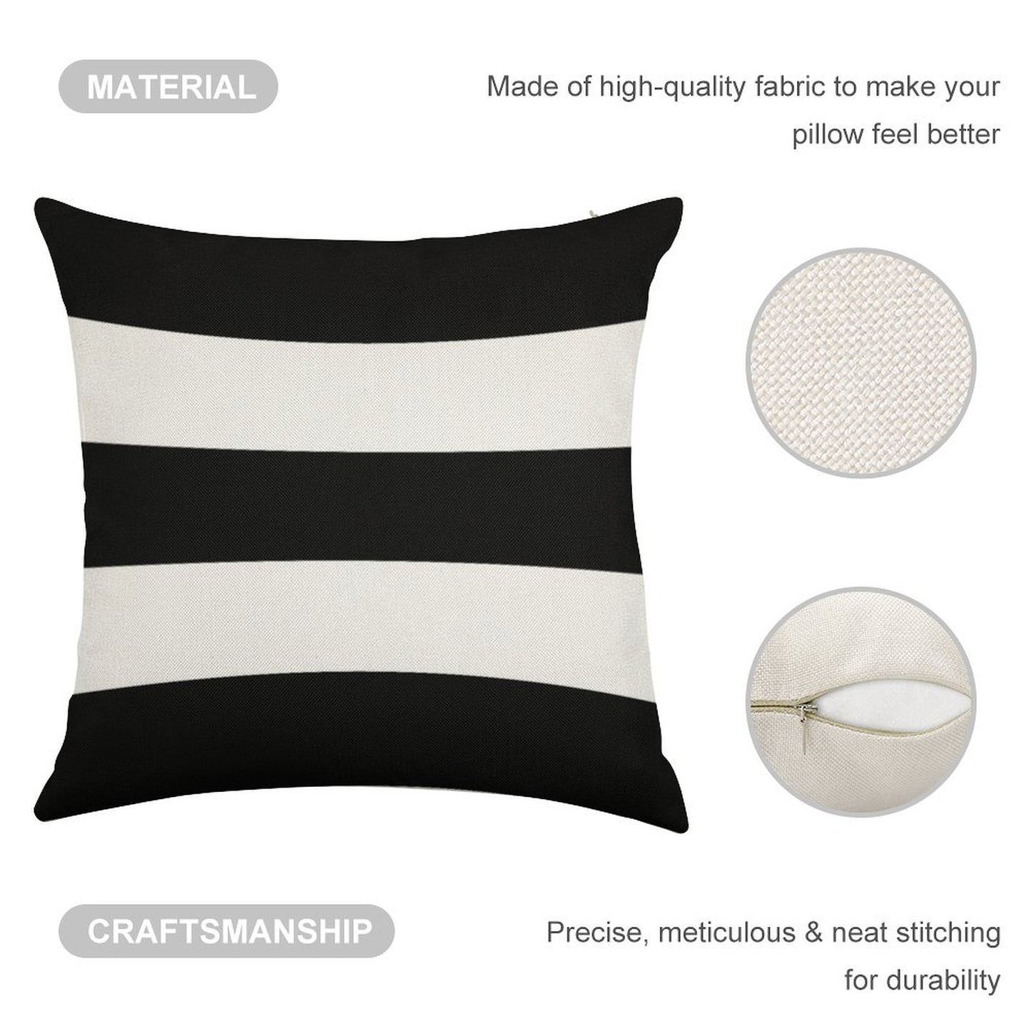 Modern Black White Striped Linen Throw Pillow Cover