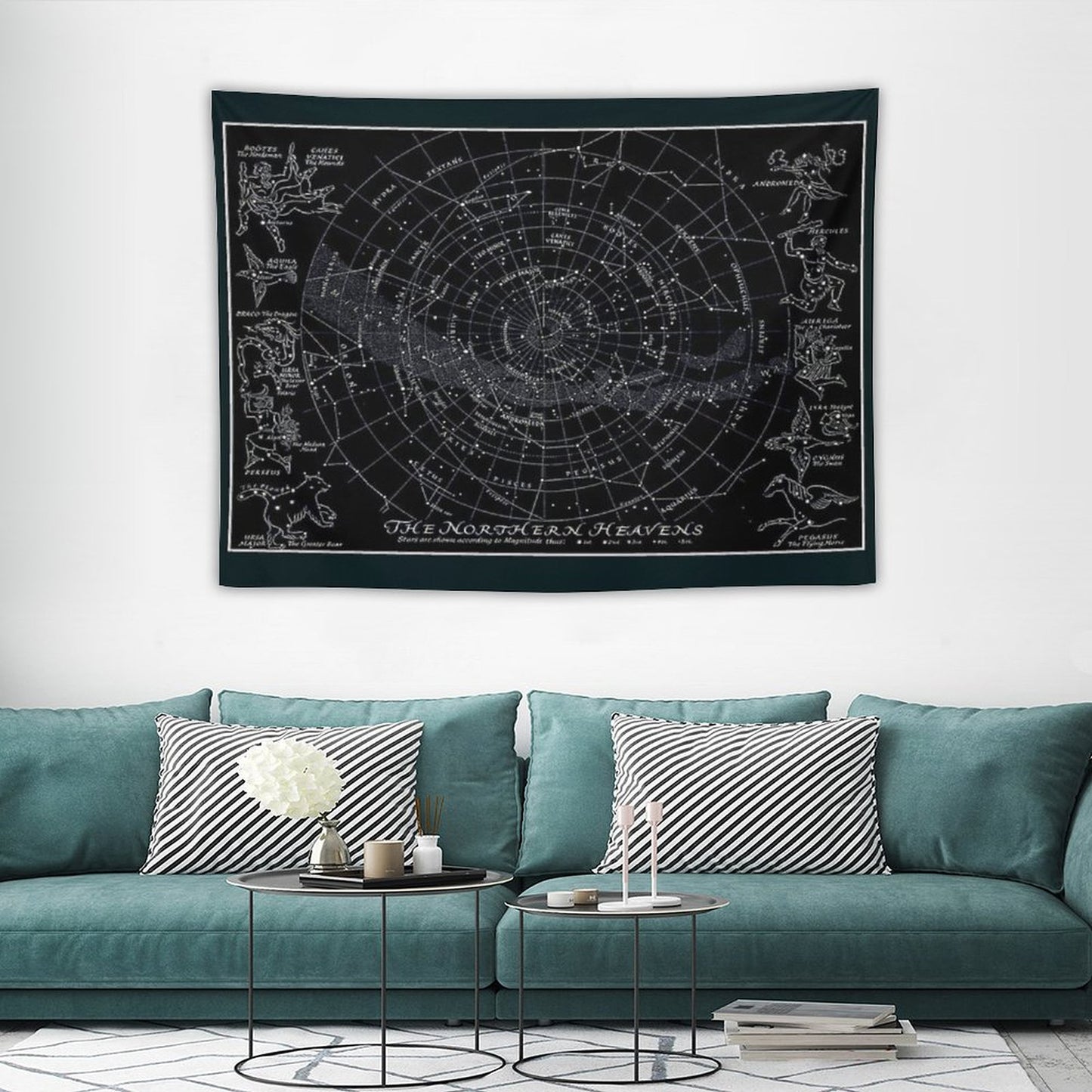 THE NORTHERN HEAVENS Vintage Star Map Print Tapestry