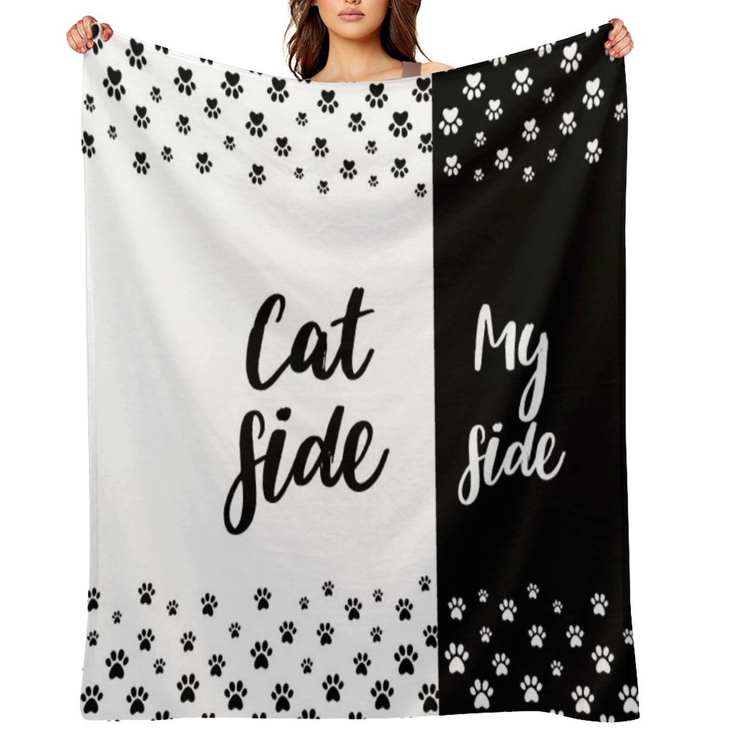 Cat Side My Side Funny Cat Owner Bedding Throw Blanket