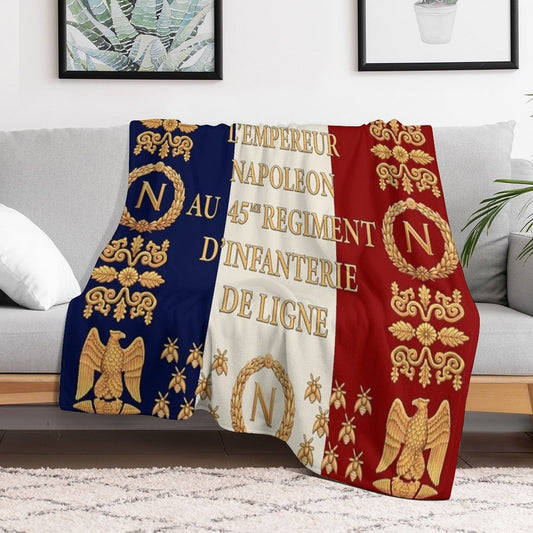 Napoleonic French 45me Regimental Flag Throw Blanket