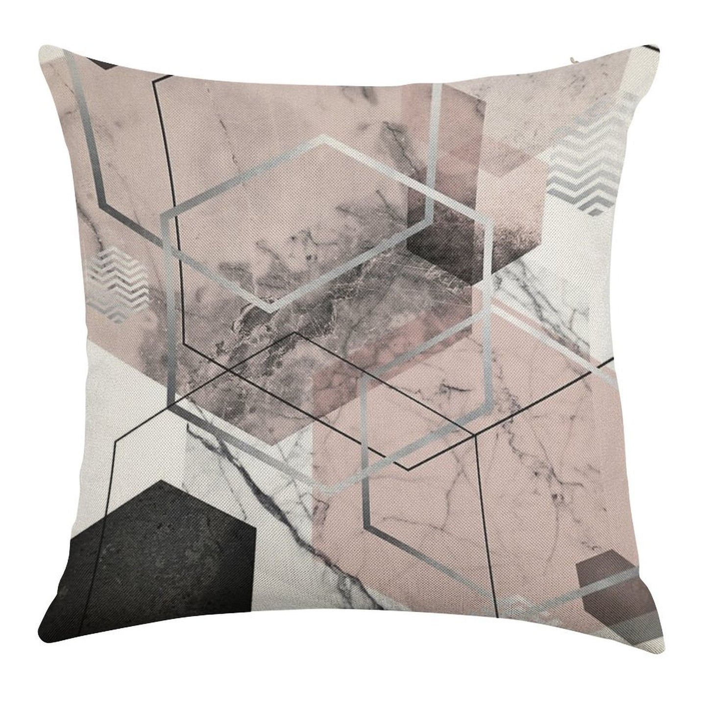 Blush And Grey Geometric Linen Throw Pillow Cover