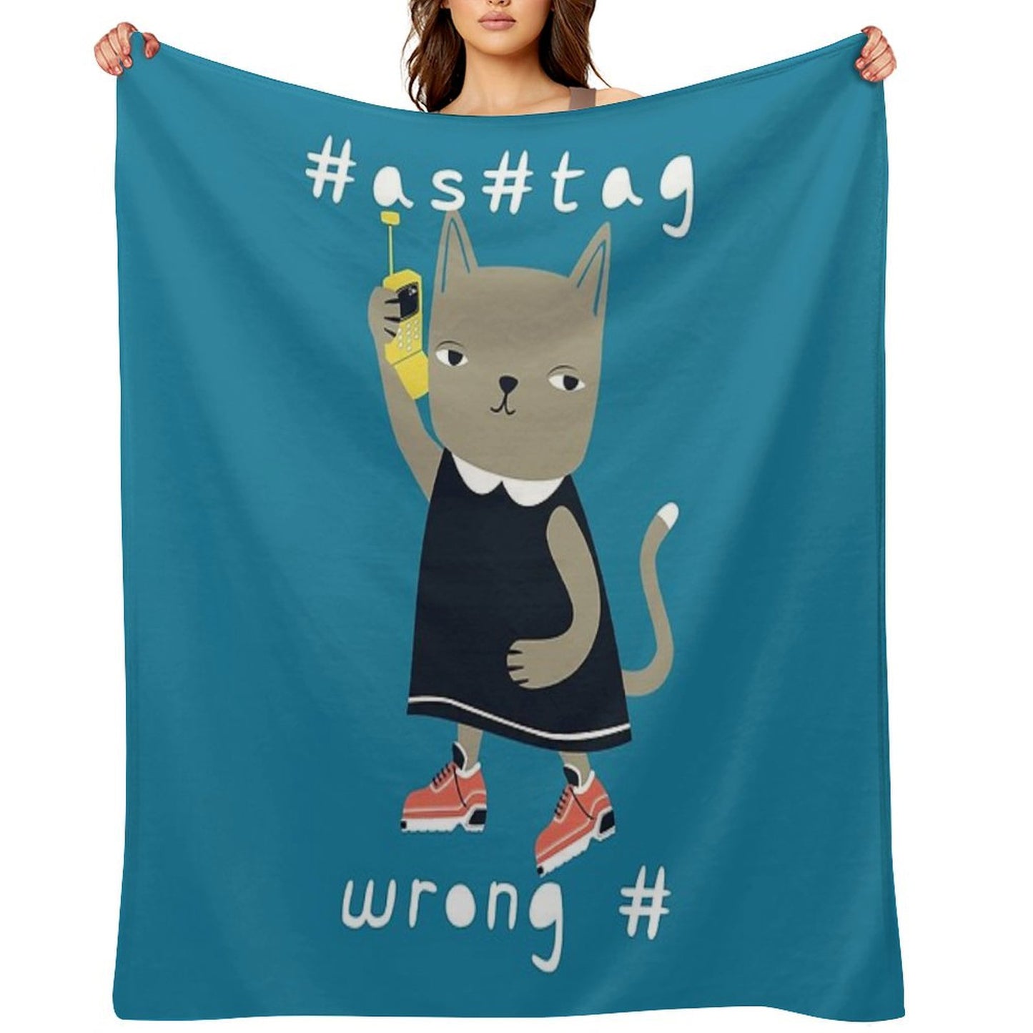 Hashtag Kitty Throw Blanket
