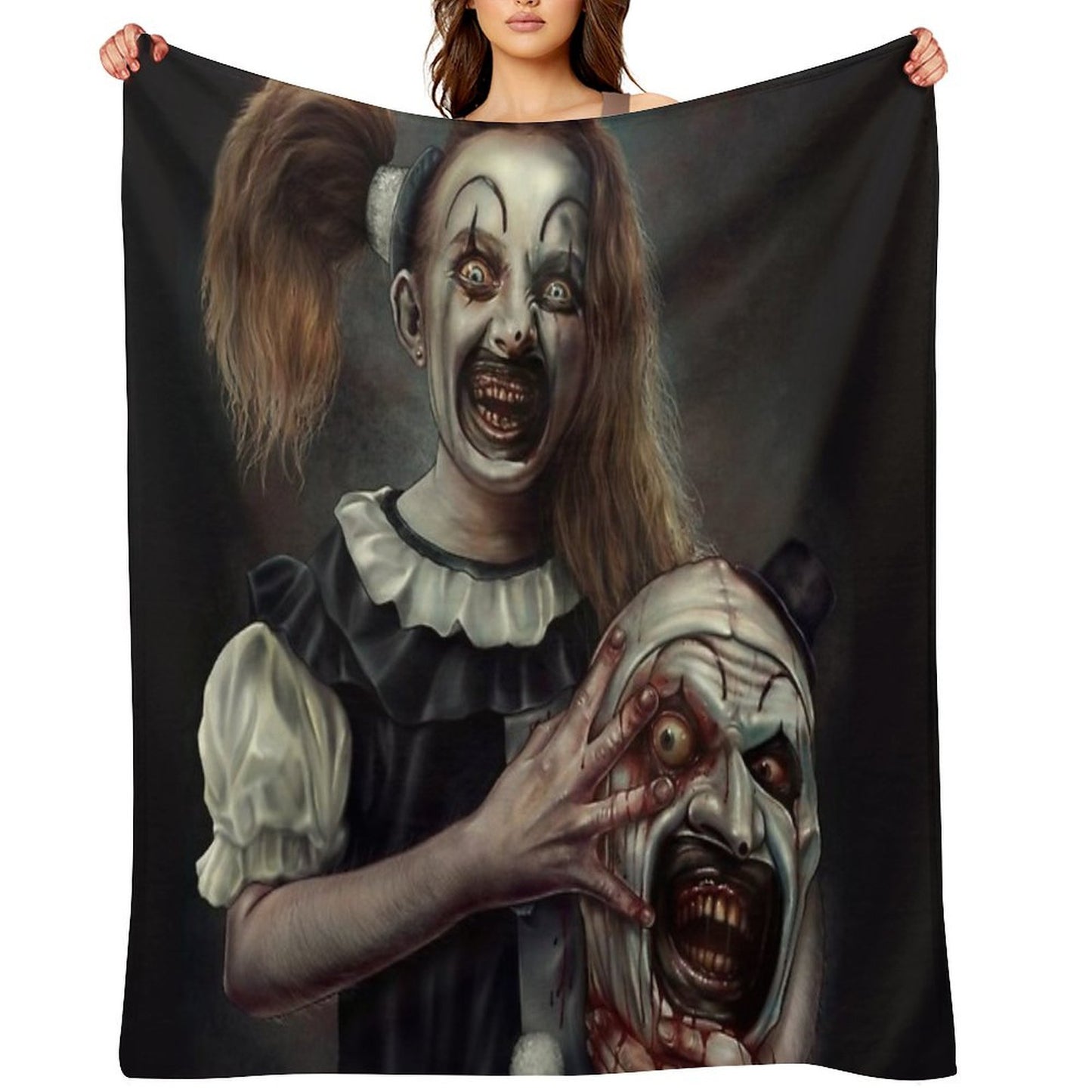 Terrifier 2- The Little Pale Girl Throw Blanket