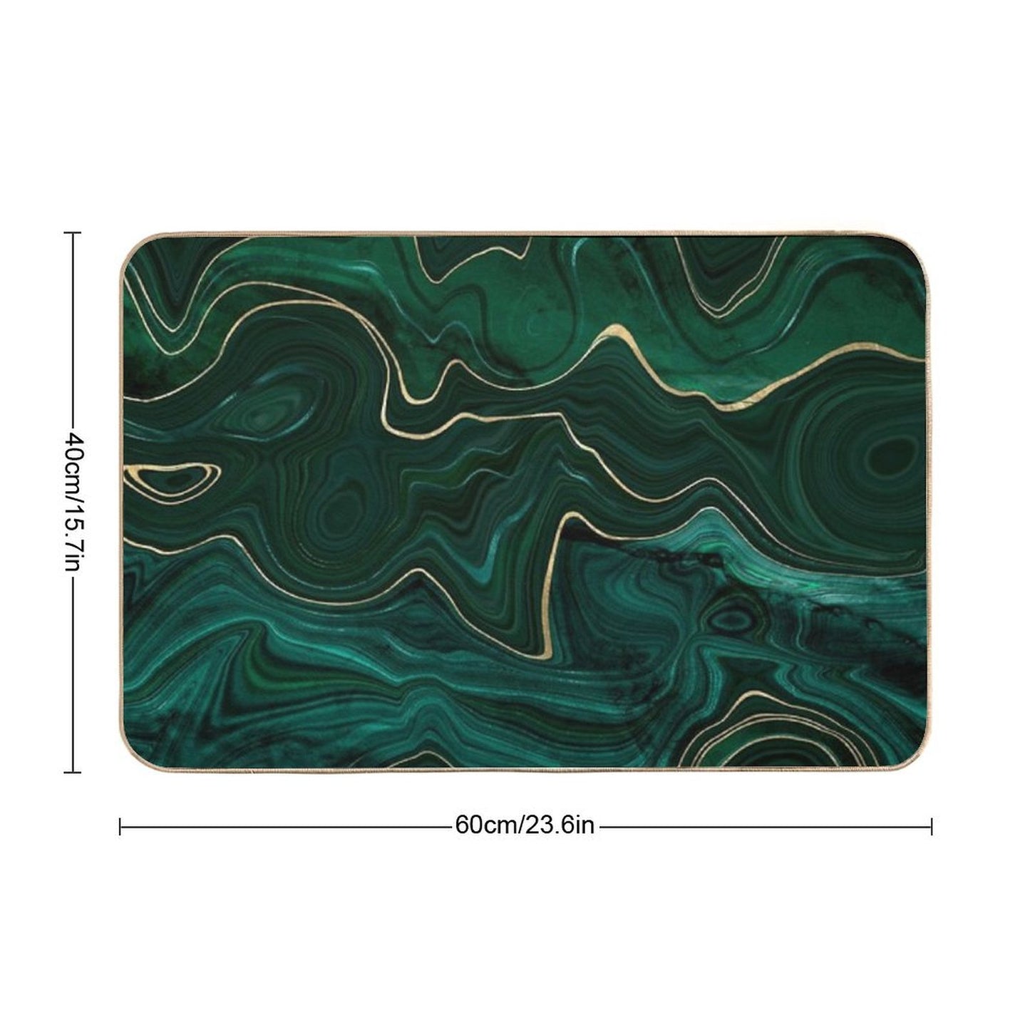 Emerald Green And Gold Malachite Pattern Bath Mat
