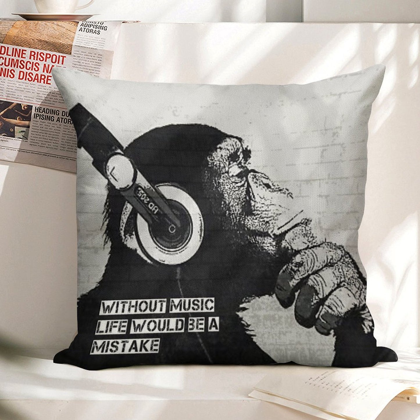 Without Music Life Would Be A Mistake Linen Throw Pillow Cover