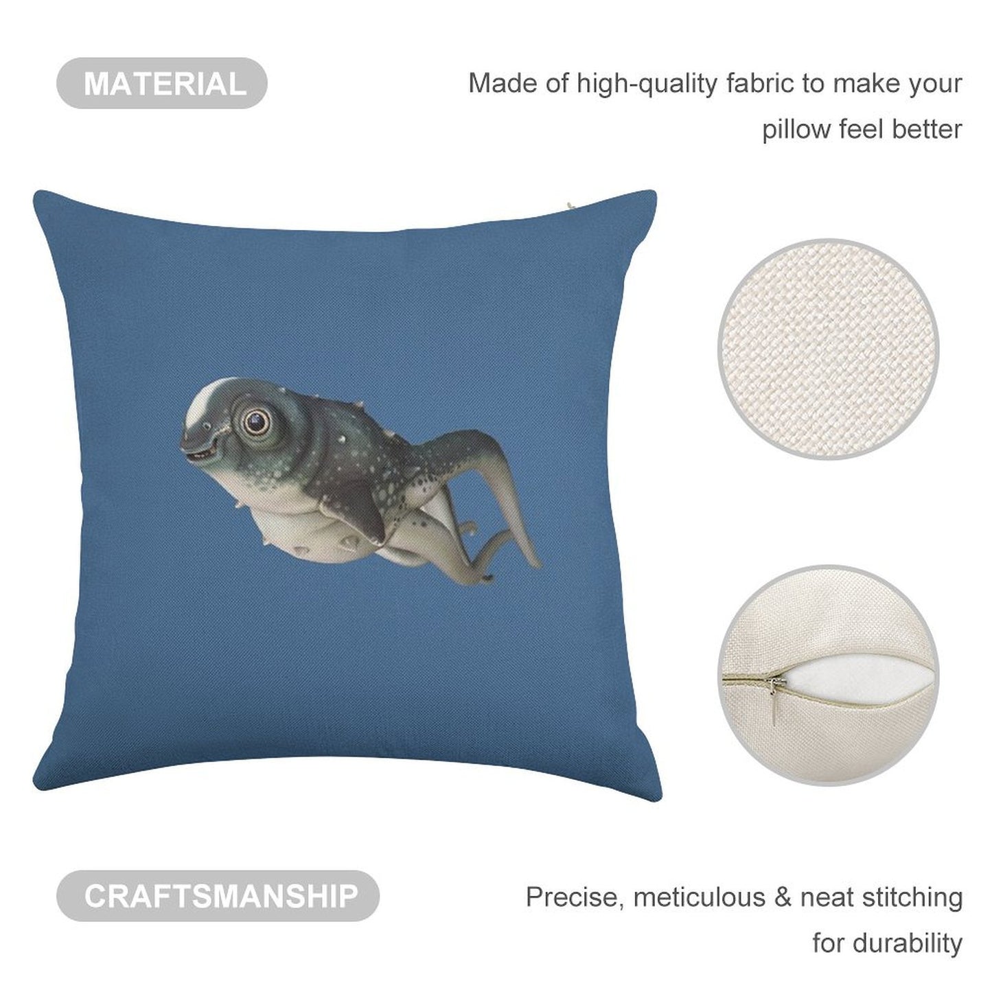 CuteFish Linen Throw Pillow Cover