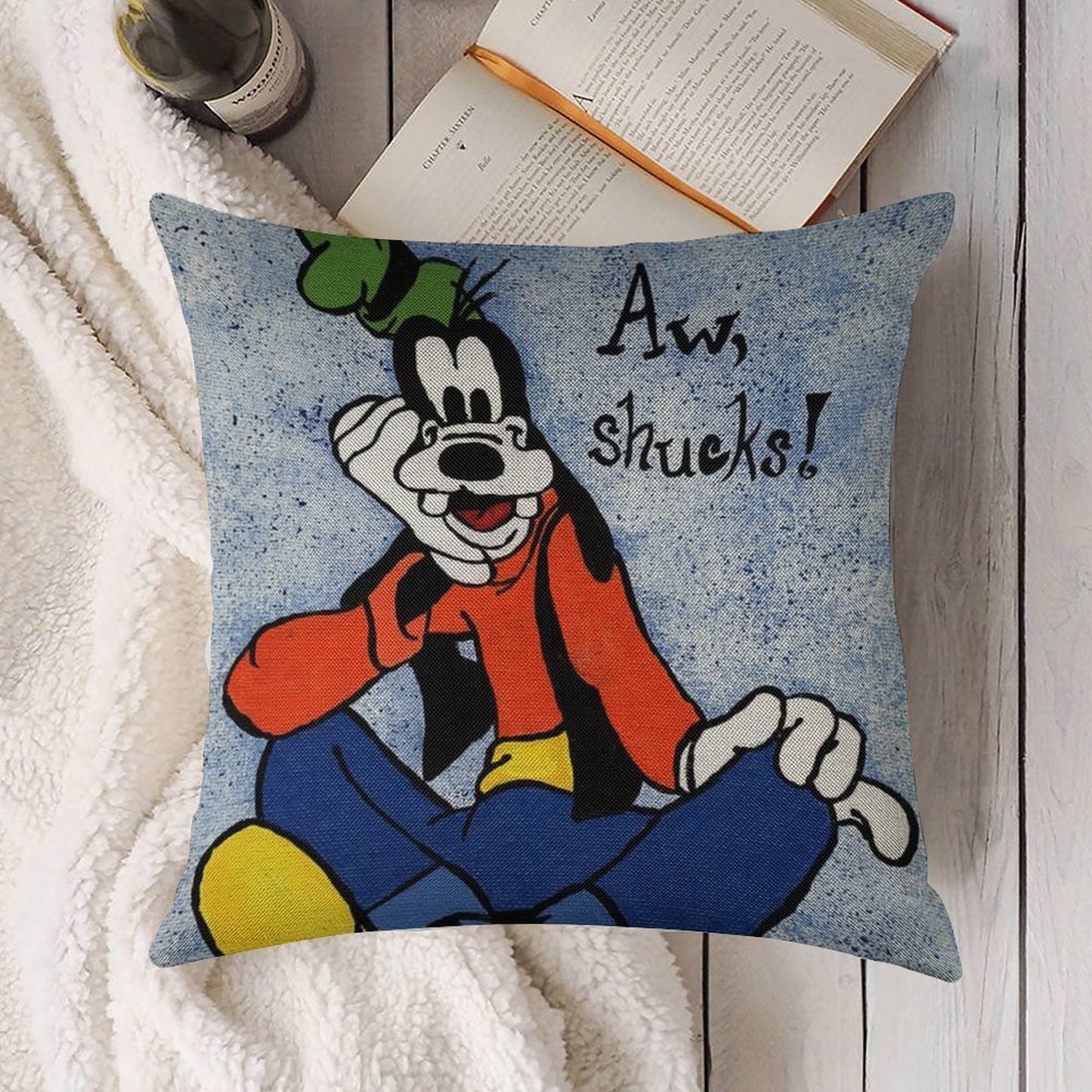 Goofy Painting Linen Throw Pillow Cover