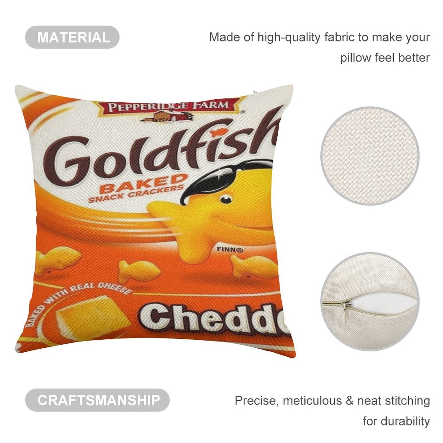 Goldfish Linen Throw Pillow Cover