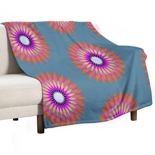 Psychedelic Geometric Flower Mandala Throw Blanket