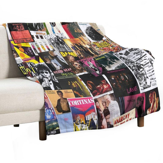 70s Punk Rock Music Throw Blanket