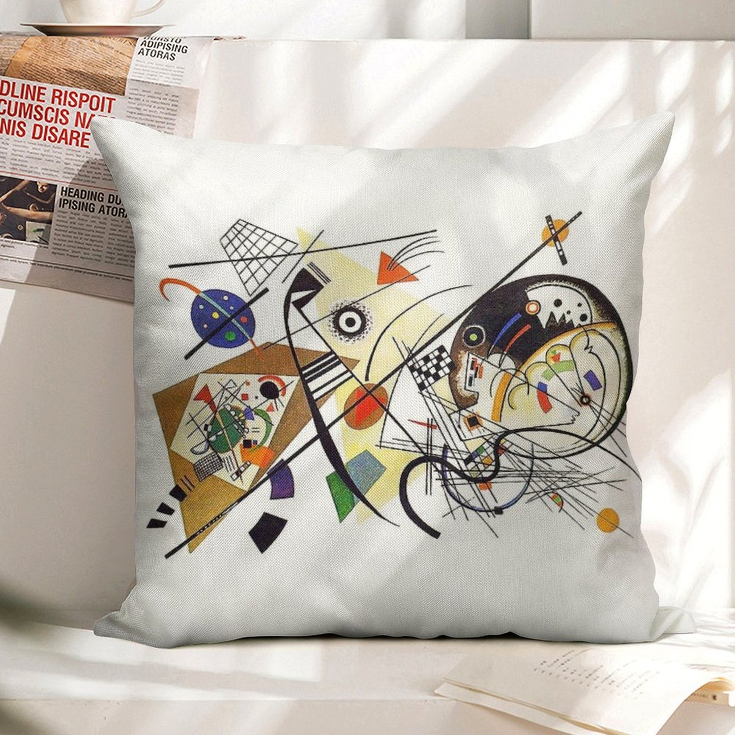 HD. Transverse Line (1923), by Wassily Kandinsky Linen Throw Pillow Cover