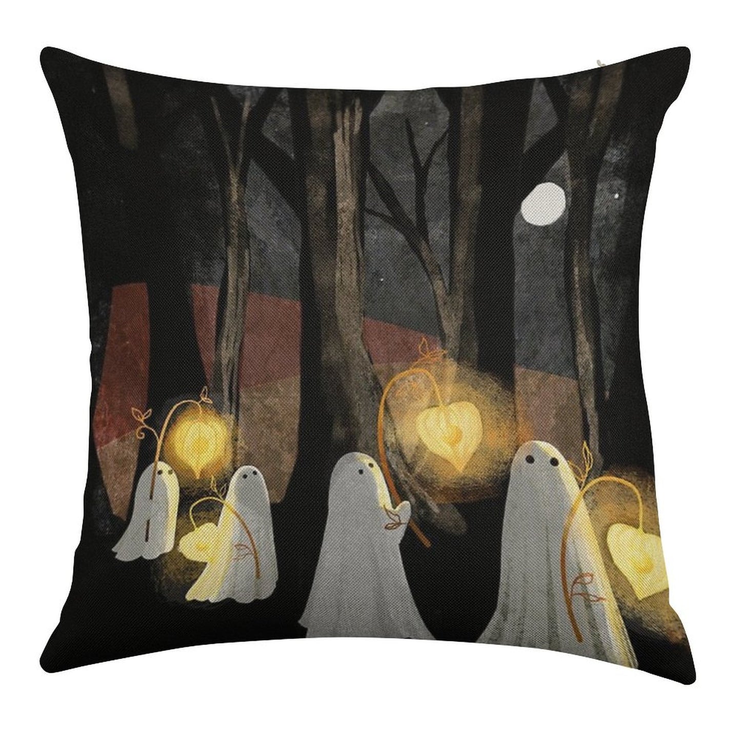 Ghost Parade Linen Throw Pillow Cover