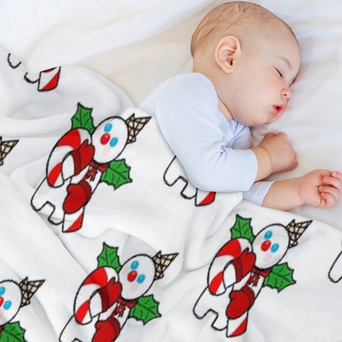 Mr. Bingle with Candy Cane Throw Blanket