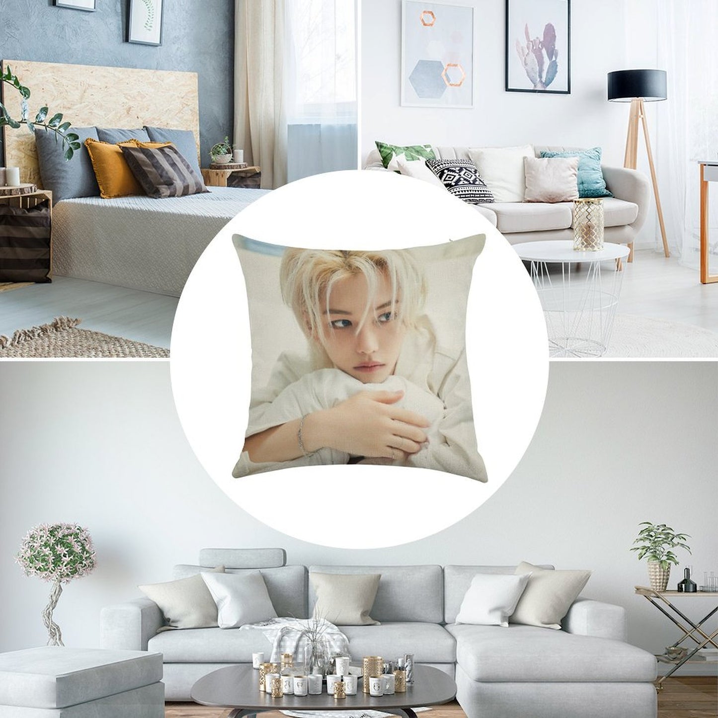 Lee Felix Stray Kids - 2024 Season's Greetings 'Perfect Day with SKZ' (Teaser Images - Individual) Linen Throw Pillow Cover