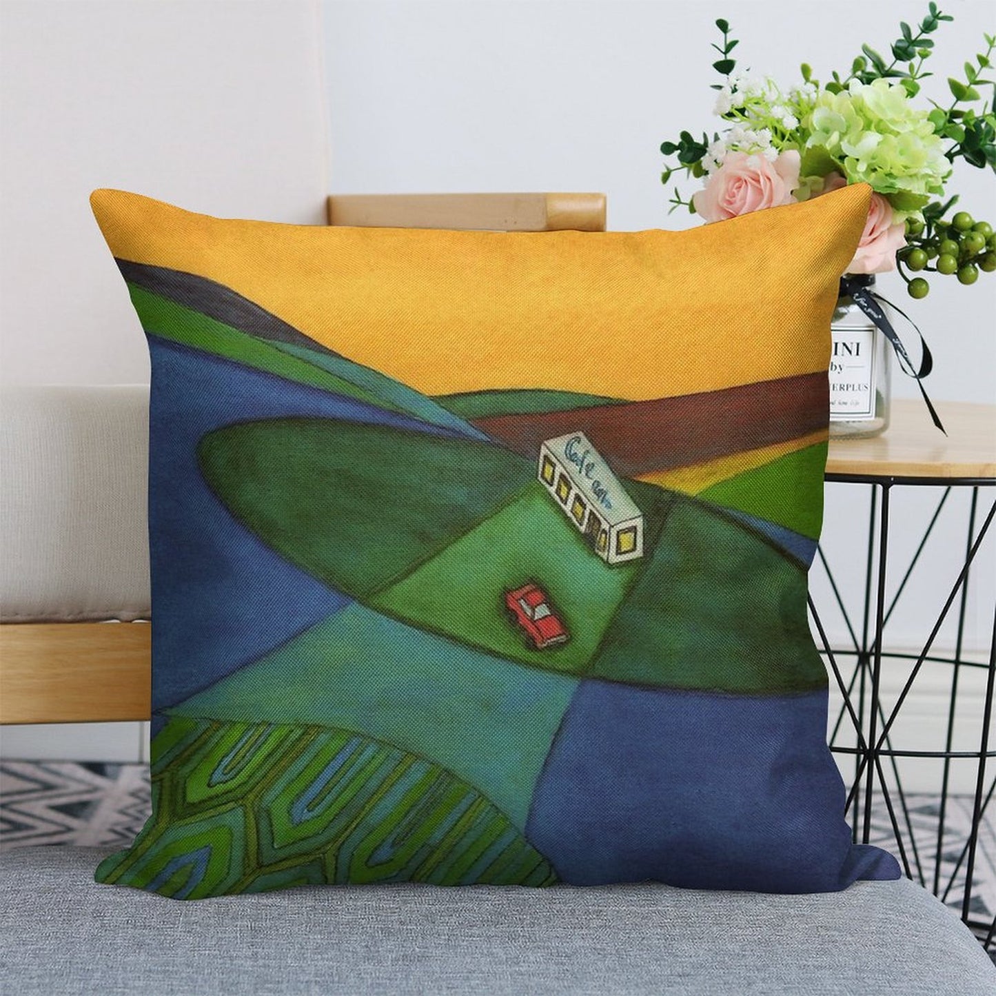 The Cafe on The Edge of The World Brand Pillow Linen Throw Pillow Cover