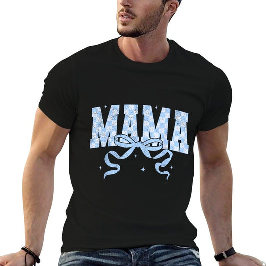 Mama Mommy Coquette Bow Checkered Happy Mother's Day Mom T-Shirt