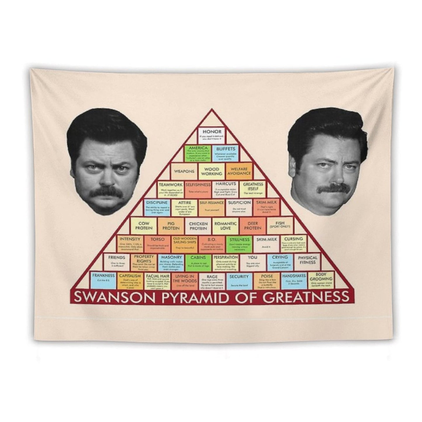 Ron Swanson Pyramid of Greatness Tapestry