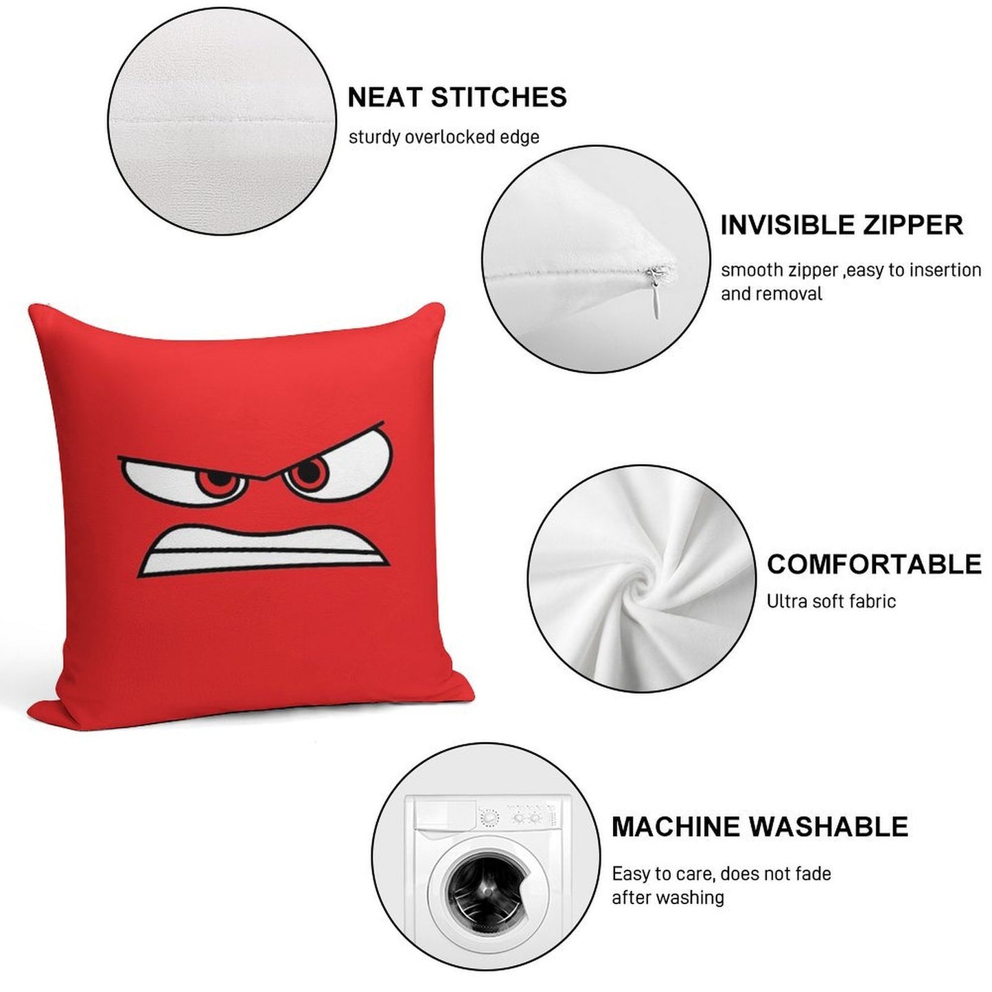 Anger (Inside Out) Version 2 Soft Bedroom Essential Throw Pillow