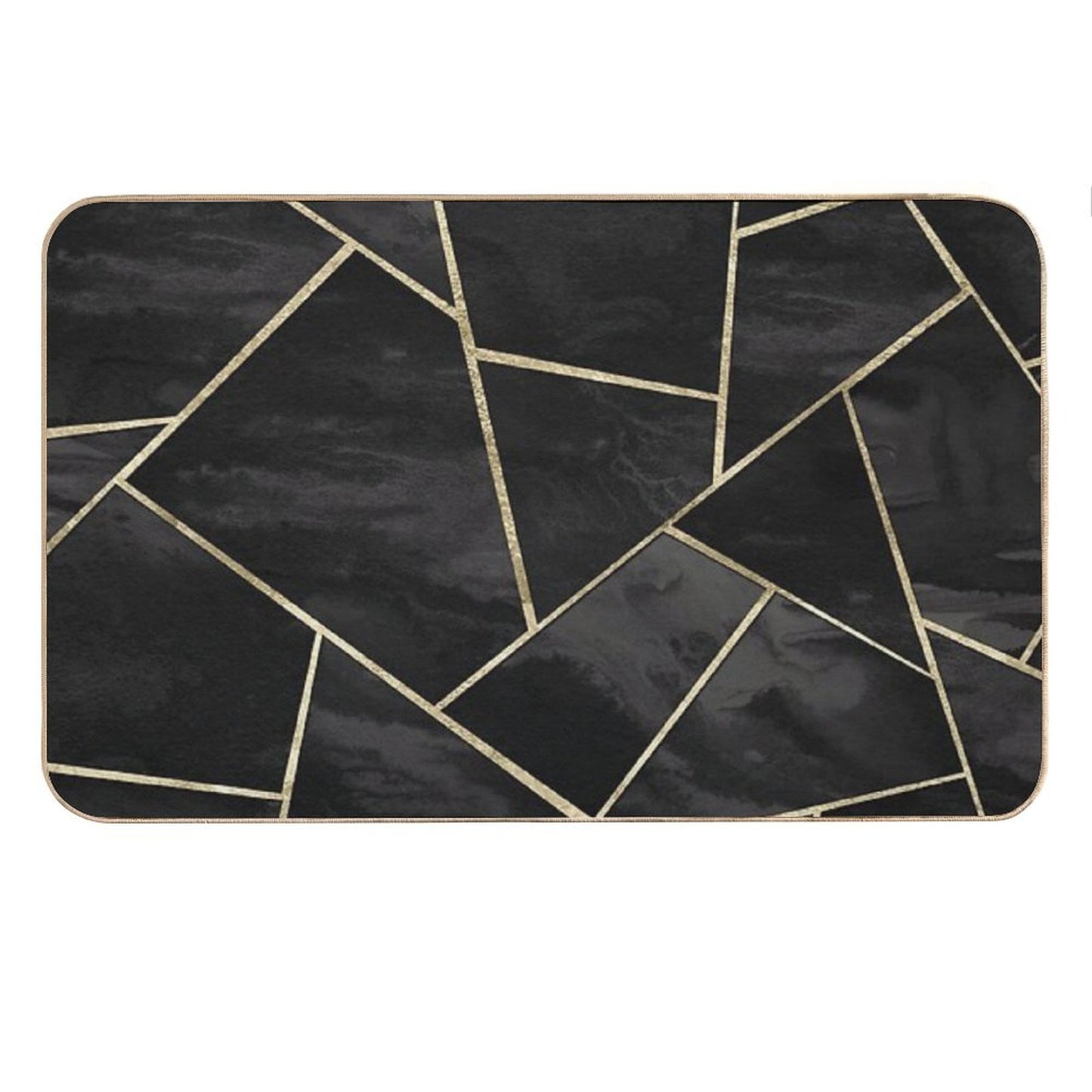 Dark Black Ink Gold Geometric Glam #1 #geo #decor #art Bath Mat