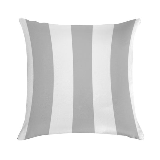 Silver Gray And White Stripes Soft Hidden Zipper Throw Pillow