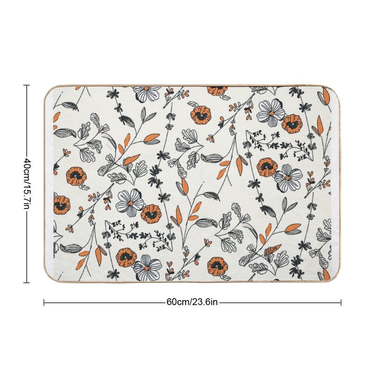 Orange Flower Pattern Stain-Proof Bath Mat