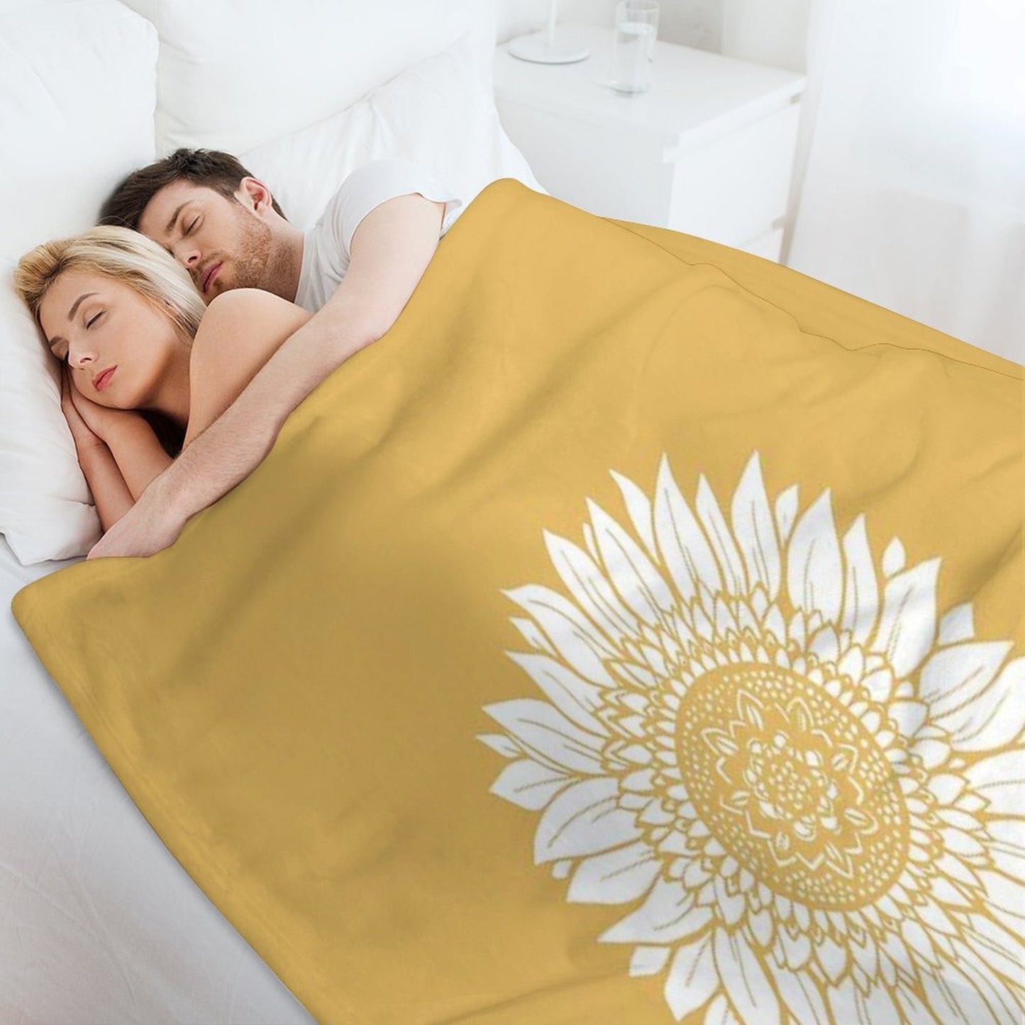 Yellow Flower Drawing Tapestry Throw Blanket