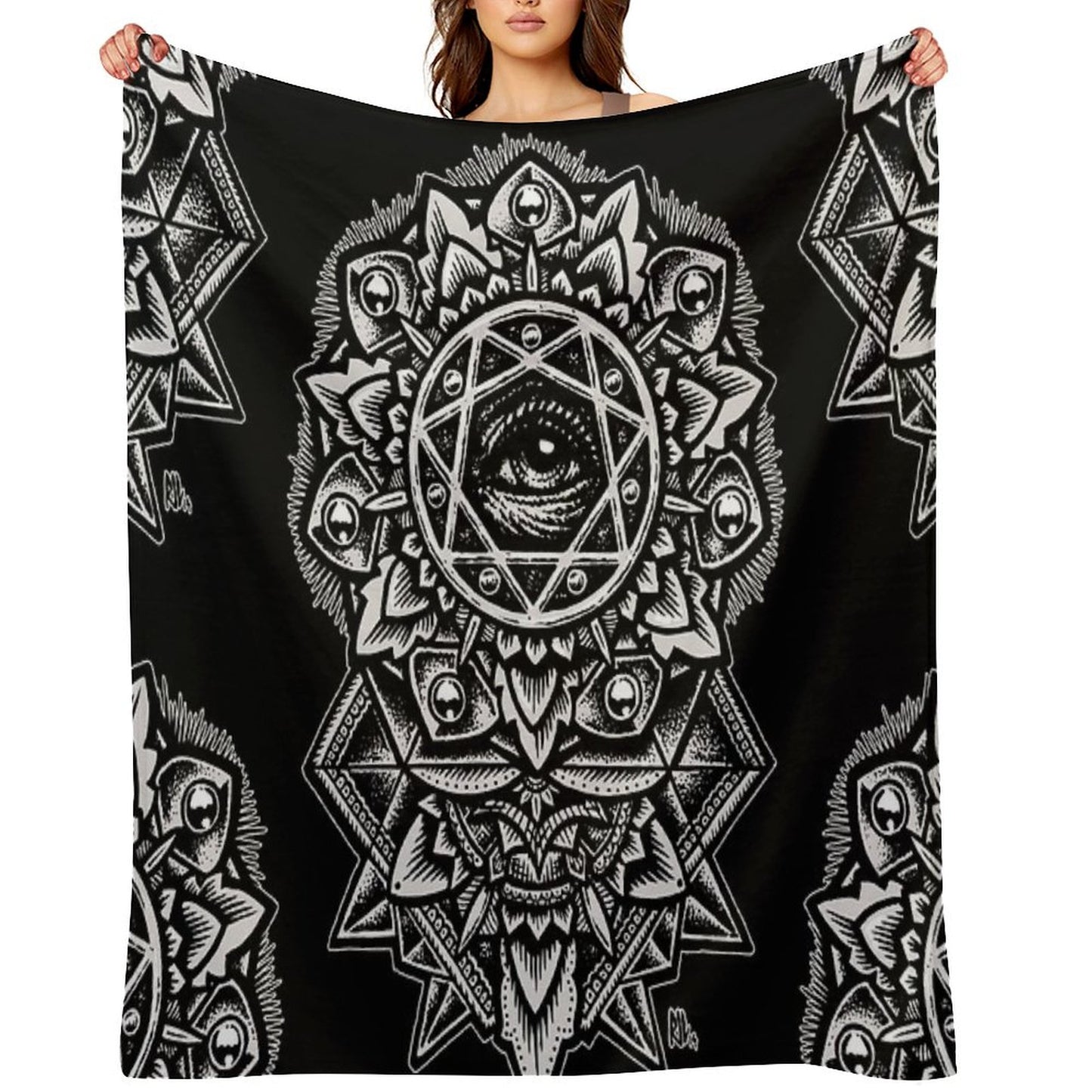 Eye of God Flower Mandala Throw Blanket