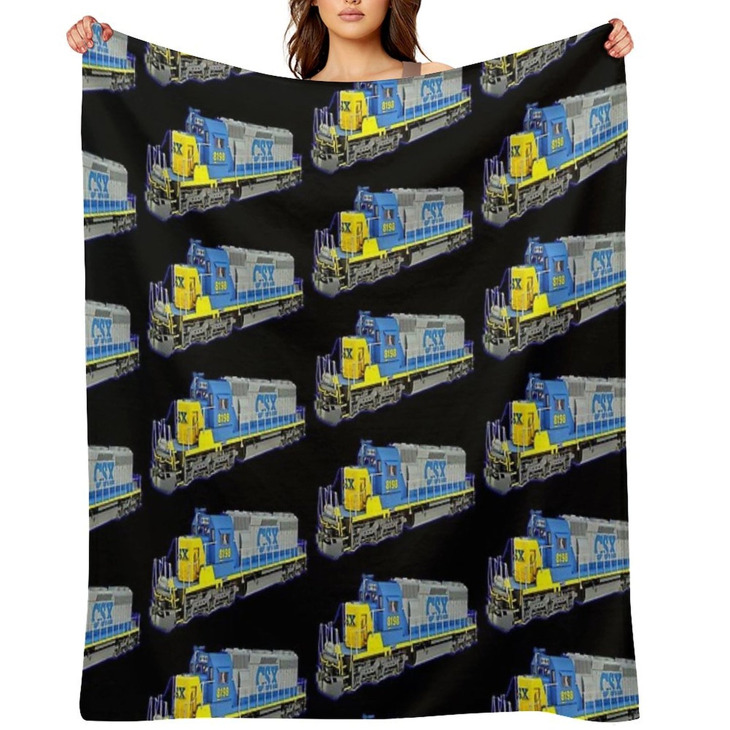 Freight Train CSX Engine Throw Blanket