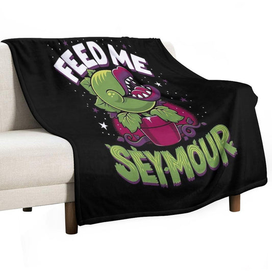 Spooky Horror Feed Me - Creepy Cute Audrey Plant - Horror Musical Throw Blanket