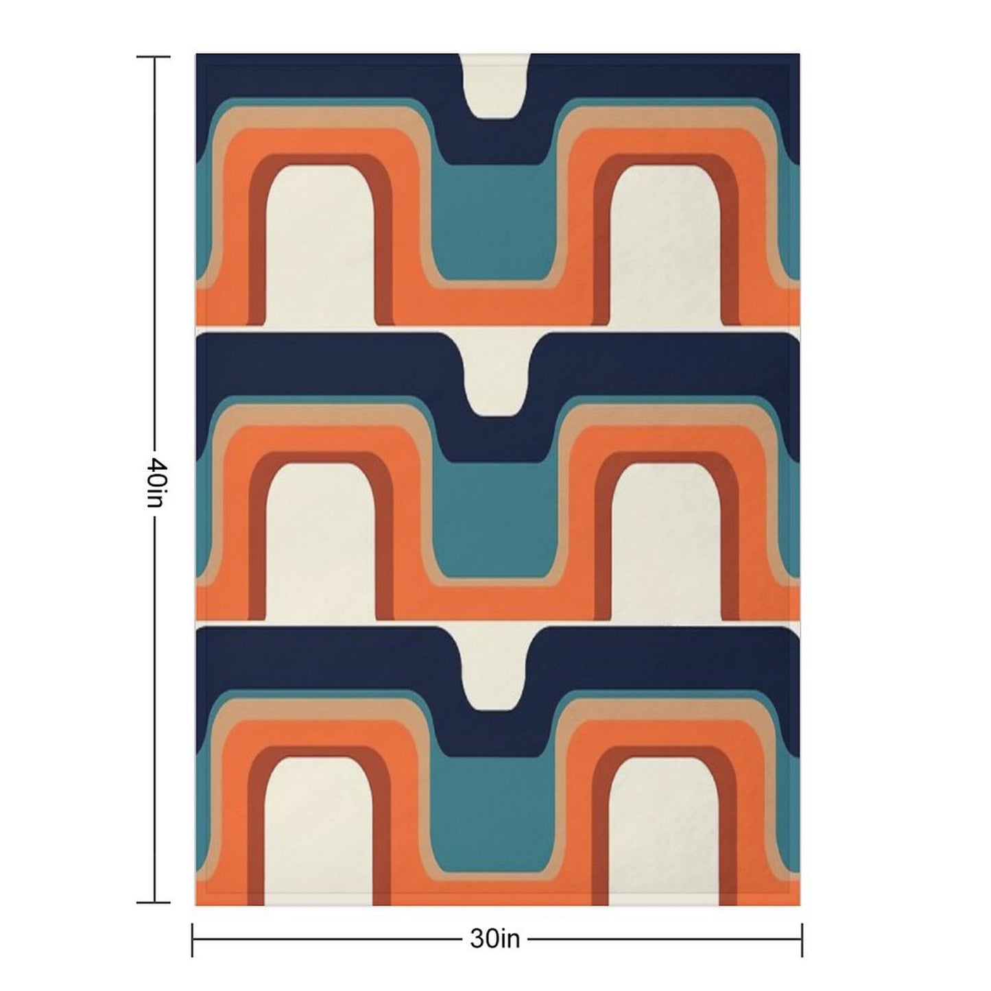 Mid-Century Modern Meets 1970s Orange & Blue Throw Blanket