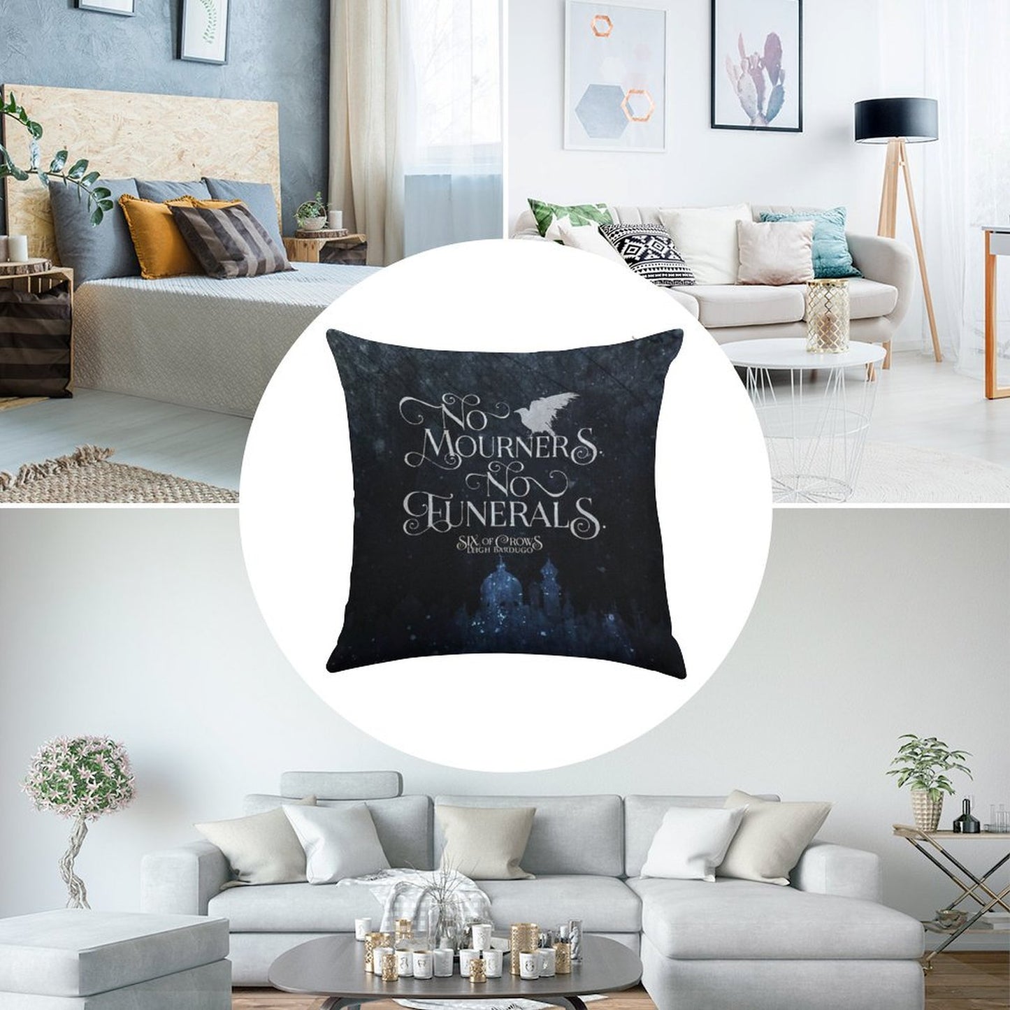 Six of Crows, No Mourners No Funerals, Kaz Brekker Linen Throw Pillow Cover