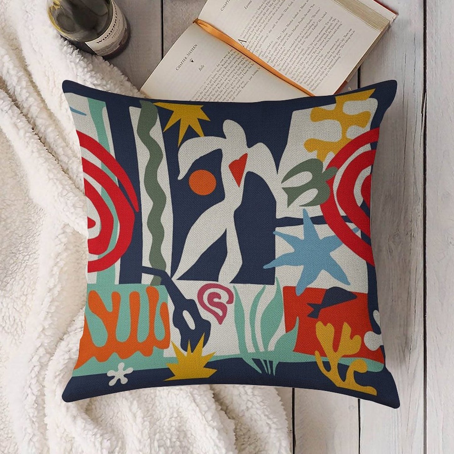 Inspired by Matisse Linen Throw Pillow Cover