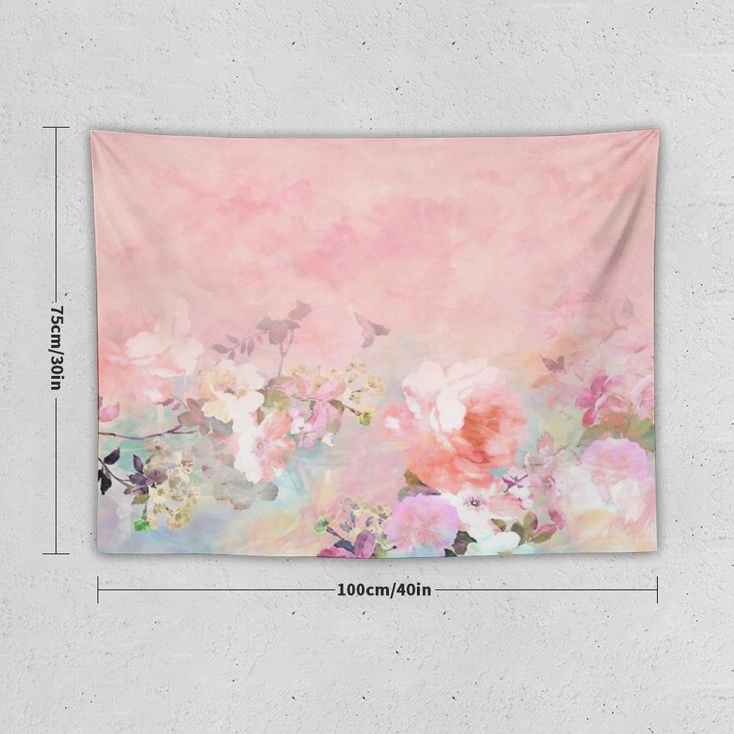 Pastel Blush Watercolor Ombre Floral Watercolor Tapestry