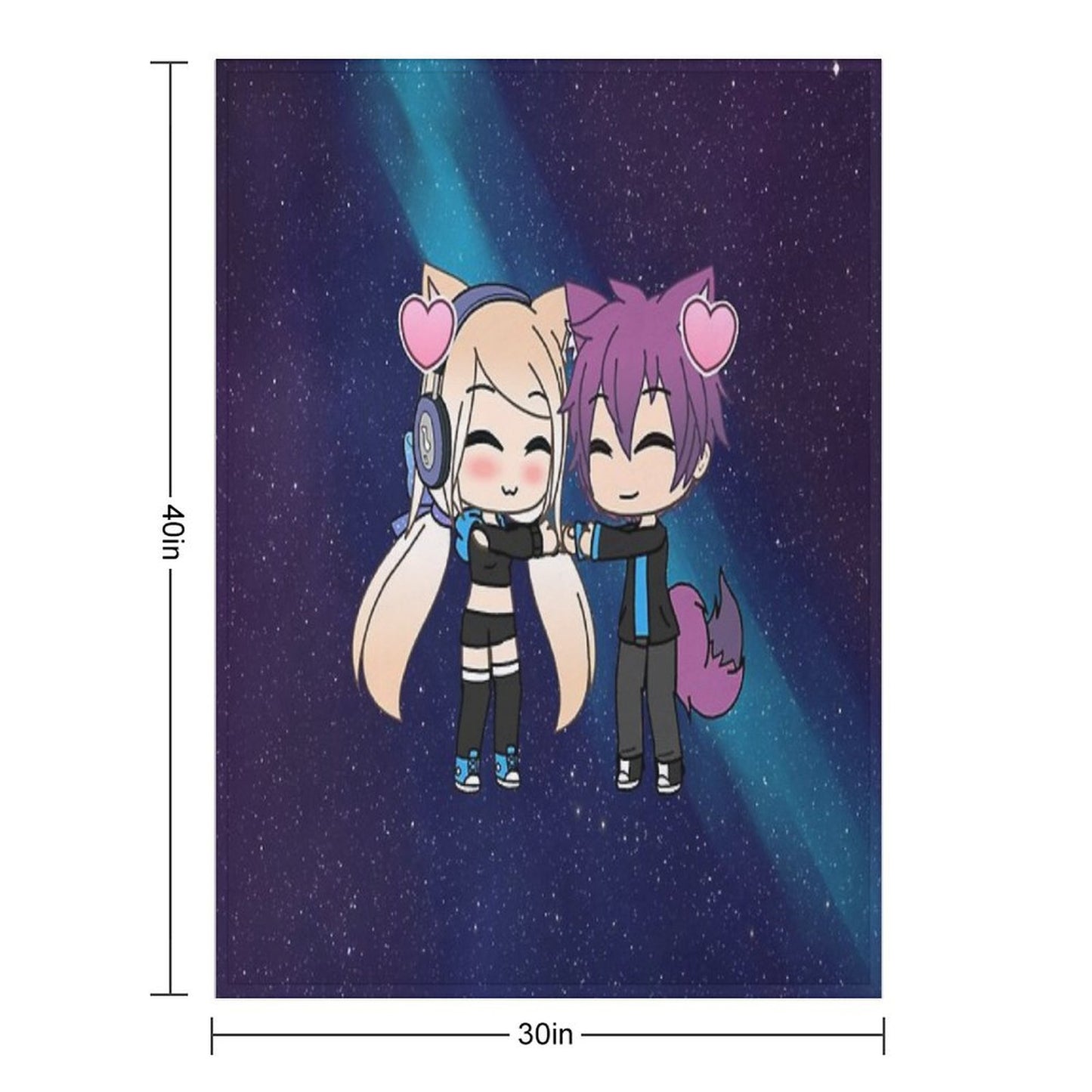 Cute Gacha Girl And Boy with Fox Tail Throw Blanket