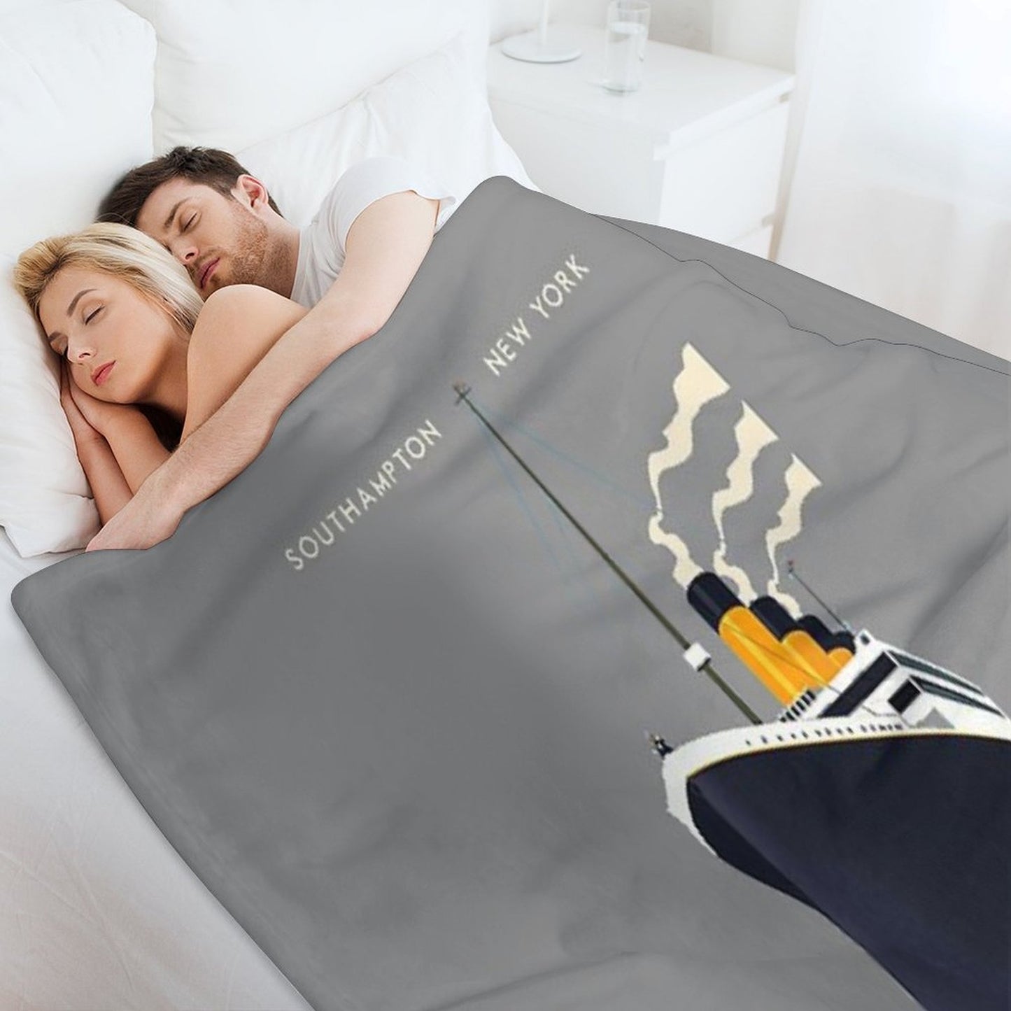 Titanic Sinking Vintage Poster Cruise Ship Atlantic Ocean Voyage Throw Blanket