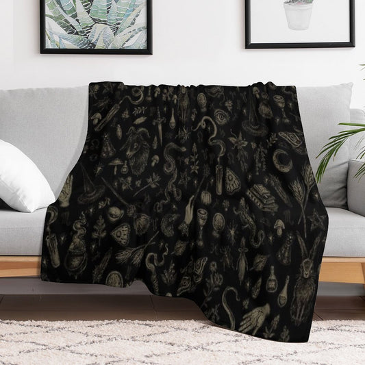 Just Witch Things (black And Beige) Throw Blanket